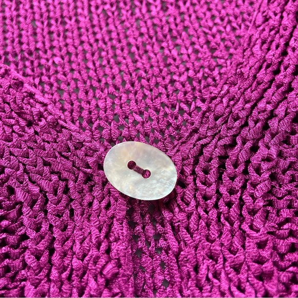 💖5/$25 Intuitions Purple Pearl Button Cardigan Front Sheer Pockets Size XL - Picture 6 of 12
